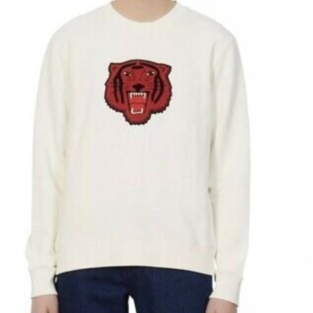 SANDRO Paris Men's Crewneck Off-White/Cream Sweater (Adult Medium)- Brand New